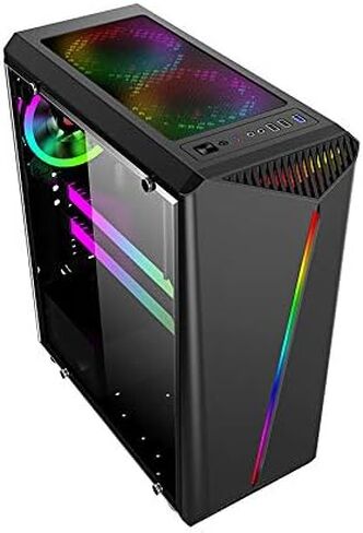 Bgears b-Vigor RGB Mid Tower مع ضوء RGB أمامي وزجاج مقسى جانبي وثيرمالتيك ذكي 500 وات 80+ وحدة PSU بيضاء معتمدة، طاقة مستمرة مع مروحة تبريد فائقة الهدوء مقاس 120 مم in Kuwait