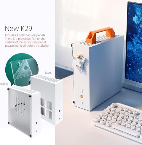 حافظة صغيرة SGPC Itx - K39 (فولاذ)، مصدر طاقة 1U، منفذ I/O أمامي USB ومنفذ Type-C، يمكن تركيب مقبضين، لوحة تهوية - 2 لوح جانبي من الصلب و1 أكريليك / حافظة SFF سعة 5 لتر in Kuwait