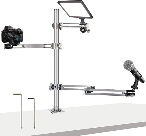 طقم حامل ذراع البث المباشر، حامل كاميرا ويب مرن مثبت على المكتب ومشبك ذراع الكاميرا، طقم بودكاست للضوء الحلقي/كاميرا DSLR/كاميرا الويب/إضاءة اللوحة in Kuwait