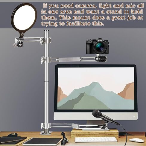 طقم حامل ذراع البث المباشر، حامل كاميرا ويب مرن مثبت على المكتب ومشبك ذراع الكاميرا، طقم بودكاست للضوء الحلقي/كاميرا DSLR/كاميرا الويب/إضاءة اللوحة in Kuwait