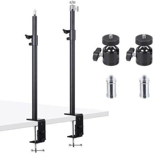 حامل مشبك C، حامل مشبك C مثبت على المكتب 1/4 بوصة رأس كروي قابل للدوران 360 درجة، حامل إضاءة قابل للتعديل 15.7 بوصة - 29.5 بوصة، مشبك C على الطاولة لكاميرا DSLR، ضوء حلقي، بث مباشر، صور فيديو in Kuwait