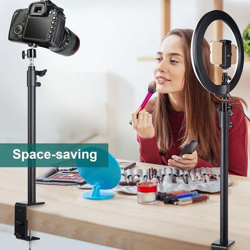 حامل مشبك C، حامل مشبك C مثبت على المكتب 1/4 بوصة رأس كروي قابل للدوران 360 درجة، حامل إضاءة قابل للتعديل 15.7 بوصة - 29.5 بوصة، مشبك C على الطاولة لكاميرا DSLR، ضوء حلقي، بث مباشر، صور فيديو in Kuwait