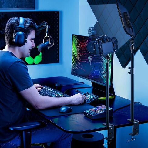 حامل مشبك C، حامل مشبك C مثبت على المكتب 1/4 بوصة رأس كروي قابل للدوران 360 درجة، حامل إضاءة قابل للتعديل 15.7 بوصة - 29.5 بوصة، مشبك C على الطاولة لكاميرا DSLR، ضوء حلقي، بث مباشر، صور فيديو in Kuwait