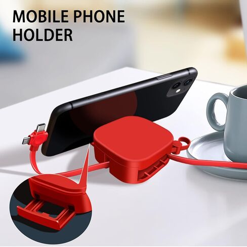 جارتموست 3 في 1 كابل شحن، ثلاثة في واحد كابل شحن قابل للسحب. نقل البيانات، يمكن استخدامه كمرآة، حامل للهاتف. متوافق مع الهاتف، أندرويد، الأجهزة اللوحية (أخضر) in Kuwait