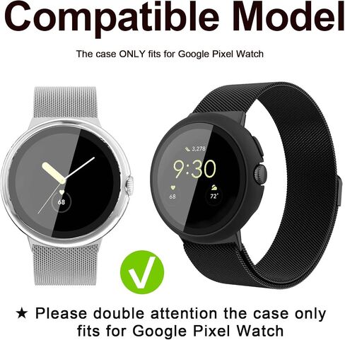 [3-Pack] Case for Google Pixel Watch 2/Pixel Watch Screen Protector with Tempered Glass, Hard PC All Around Coverage Protective Bumpers Cover for Google Pixel Watch 2023/2022 (Black+Gray+Green) in Kuwait
