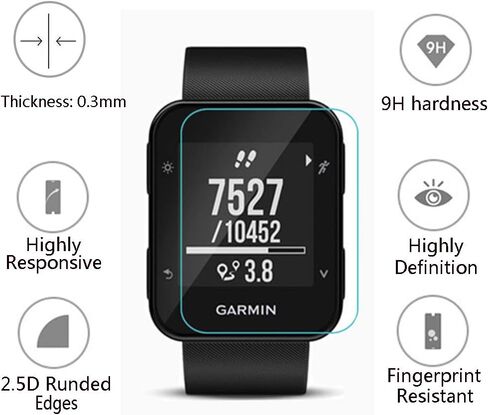 Watch Screen Protector (3 Pack) Compatible Garmin Forerunner 35 Tempered Glass Film Anti-Scratch High Definition Full Coverage and (1Pack) Silicone Case for Smart watch in Saudi Arabia