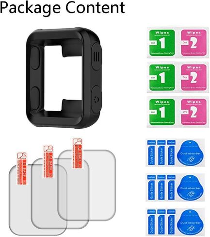 Watch Screen Protector (3 Pack) Compatible Garmin Forerunner 35 Tempered Glass Film Anti-Scratch High Definition Full Coverage and (1Pack) Silicone Case for Smart watch in Saudi Arabia