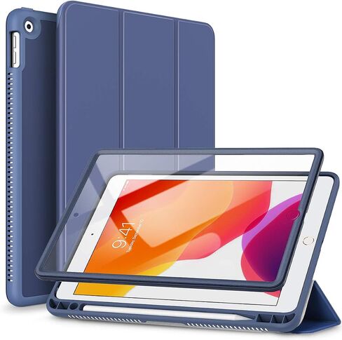 SURITCH لجهاز iPad 9th/8th/7th Generation، حافظة iPad 10.2، [واقي شاشة مدمج] [حامل أقلام] حافظة جلدية خفيفة الوزن غطاء ذكي وحامل مغناطيسي ثلاثي الطي لجهاز iPad 2021/2020/2019 (ذهبي وردي) in Kuwait