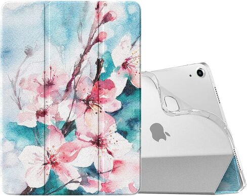 حافظة MoKo تناسب iPad Air الجيل الخامس/الرابع مقاس 10.9 بوصات 2022/2020، غطاء حامل ثلاثي الطي نحيف مع ظهر بلوري ناعم، تنبيه/غفو تلقائي، يدعم معرف اللمس وشحن قلم iPad الثاني، زهور عطرة in Kuwait