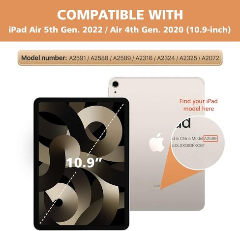 حافظة MoKo تناسب iPad Air الجيل الخامس/الرابع مقاس 10.9 بوصات 2022/2020، غطاء حامل ثلاثي الطي نحيف مع ظهر بلوري ناعم، تنبيه/غفو تلقائي، يدعم معرف اللمس وشحن قلم iPad الثاني، زهور عطرة in Kuwait