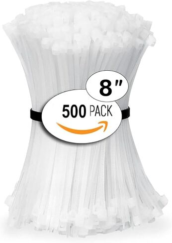 ربطات عنق من PINKJOY مقاس 8 بوصة (500 حزمة)، قوة شد 40 رطل، أربطة سلكية للاستخدام الداخلي والخارجي، روابط كابل (أسود) in Kuwait