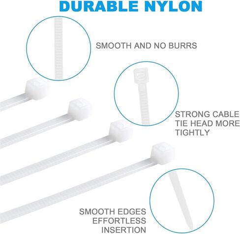 ربطات عنق من PINKJOY مقاس 8 بوصة (500 حزمة)، قوة شد 40 رطل، أربطة سلكية للاستخدام الداخلي والخارجي، روابط كابل (أسود) in Kuwait