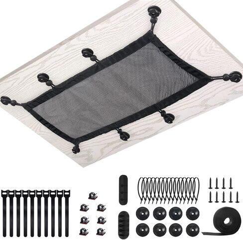 بيليتشتو منظم لتنظيم الكيبلات اسفل المكتب، منظم كيبلات شبكي لتنظيم الكابلات، منظم اسلاك بسعة كبيرة للمكتب وغرفة الكمبيوتر والمكتب القائم، اسود سهل التركيب in Kuwait