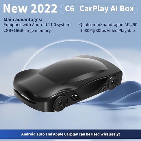 M CARKUMI محول Carplay اللاسلكي Android Auto وCarPlay AI Box Plug&Play اتصال تلقائي Carplay محول لاسلكي مع Netflix/YouTube/Google Play مناسب لسيارات CarPlay السلكية 2017+ OEM in Kuwait