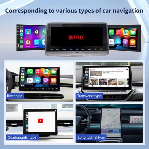 M CARKUMI محول Carplay اللاسلكي Android Auto وCarPlay AI Box Plug&Play اتصال تلقائي Carplay محول لاسلكي مع Netflix/YouTube/Google Play مناسب لسيارات CarPlay السلكية 2017+ OEM in Kuwait
