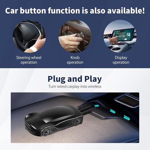 M CARKUMI محول Carplay اللاسلكي Android Auto وCarPlay AI Box Plug&Play اتصال تلقائي Carplay محول لاسلكي مع Netflix/YouTube/Google Play مناسب لسيارات CarPlay السلكية 2017+ OEM in Kuwait