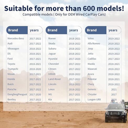 M CARKUMI محول Carplay اللاسلكي Android Auto وCarPlay AI Box Plug&Play اتصال تلقائي Carplay محول لاسلكي مع Netflix/YouTube/Google Play مناسب لسيارات CarPlay السلكية 2017+ OEM in Kuwait