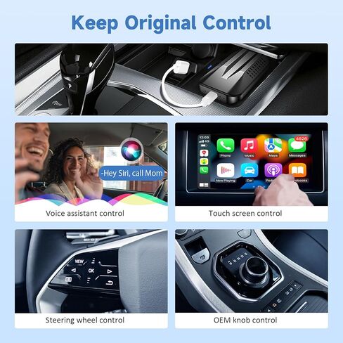 محول CarPlay اللاسلكي وAndroid التلقائي مع Netflix YouTube Google Play، 2023 ترقية Magic Box CarPlay Ai Box لسيارات CarPlay السلكية في المصنع، تحديث عبر الإنترنت، 5 جيجا هرتز WiFi، بطاقة TF، النسخ المتطابق in Kuwait