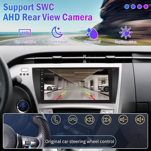 ستيريو سيارة Roinvou Android لسيارة Toyota Prius (LHD) 2010-2015، راديو سيارة CarPlay لاسلكي مدمج مع Android Auto، شاشة لمس 9 بوصات في لوحة القيادة GPS ودعم مرآة Link BT FM WiFi AHD رؤية خلفية in Kuwait
