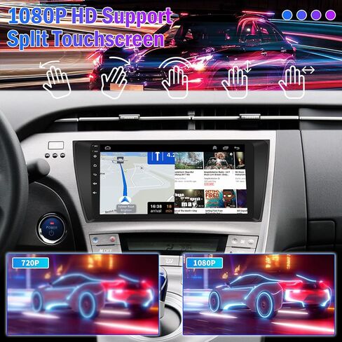 ستيريو سيارة Roinvou Android لسيارة Toyota Prius (LHD) 2010-2015، راديو سيارة CarPlay لاسلكي مدمج مع Android Auto، شاشة لمس 9 بوصات في لوحة القيادة GPS ودعم مرآة Link BT FM WiFi AHD رؤية خلفية in Kuwait