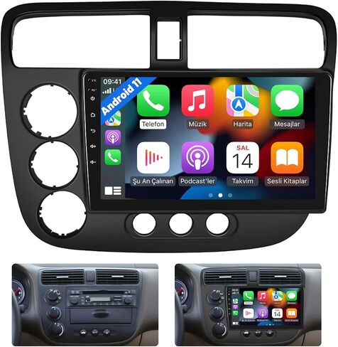 4G+64G Android 13 Car Stereo for 2001-2005 Honda Civic Radio, 9 Inch IPS Touch Screen Radio with Wireless Apple Carplay Android Auto, Bluetooth GPS WiFi 36EQ DSP FM RDS SWC+Mic, AHD Backup Cam in Kuwait