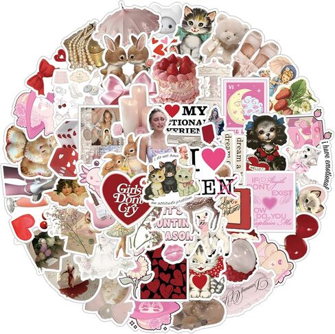 مجموعة 62 قطعة من ملصقات Coquette، ملصقات جمالية من الفينيل مقاومة للماء لزجاجة المياه، والكمبيوتر المحمول، والهاتف، ولوح التزلج، وهدايا سجل القصاصات للأطفال والمراهقين والبالغين لديكور مستلزمات الحفلات in Kuwait