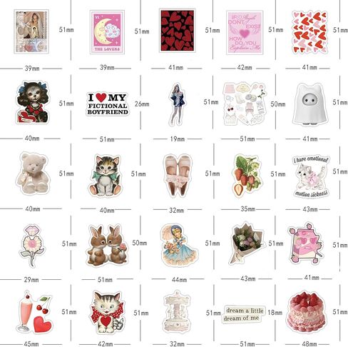 مجموعة 62 قطعة من ملصقات Coquette، ملصقات جمالية من الفينيل مقاومة للماء لزجاجة المياه، والكمبيوتر المحمول، والهاتف، ولوح التزلج، وهدايا سجل القصاصات للأطفال والمراهقين والبالغين لديكور مستلزمات الحفلات in Kuwait