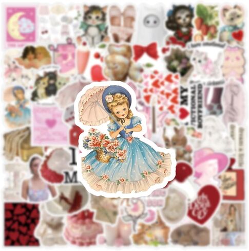 مجموعة 62 قطعة من ملصقات Coquette، ملصقات جمالية من الفينيل مقاومة للماء لزجاجة المياه، والكمبيوتر المحمول، والهاتف، ولوح التزلج، وهدايا سجل القصاصات للأطفال والمراهقين والبالغين لديكور مستلزمات الحفلات in Kuwait