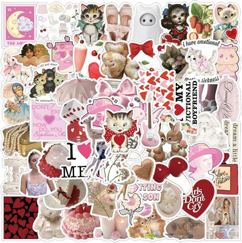 مجموعة 62 قطعة من ملصقات Coquette، ملصقات جمالية من الفينيل مقاومة للماء لزجاجة المياه، والكمبيوتر المحمول، والهاتف، ولوح التزلج، وهدايا سجل القصاصات للأطفال والمراهقين والبالغين لديكور مستلزمات الحفلات in Kuwait