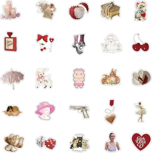 مجموعة 62 قطعة من ملصقات Coquette، ملصقات جمالية من الفينيل مقاومة للماء لزجاجة المياه، والكمبيوتر المحمول، والهاتف، ولوح التزلج، وهدايا سجل القصاصات للأطفال والمراهقين والبالغين لديكور مستلزمات الحفلات in Kuwait