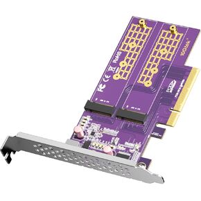10Gtek 2-Port M.2 NVMe محول M-Key، PCIe X8 Gen3. يتطلب دعم BIOS للوحة الأم من أجل التشعب in Kuwait