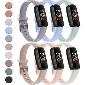 Meliya 6 Pack Sport Bands Compatible with Fitbit Inspire 3 Bands Women Men, Classic Soft TPU Adjustable Sport Bands Replacement Straps for Fitbit Inspire 3 Fitness Tracker