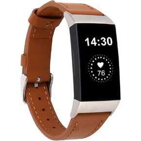 أحزمة جلدية أصلية متوافقة مع أحزمة Fitbit Charge 4 / Charge 3 / Charge 3 SE، أحزمة معصم بديلة رفيعة كلاسيكية للنساء والرجال in Kuwait