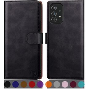SUANPOT for Samsung Galaxy A23 5G Wallet case with RFID Blocking Credit Card Holder,Flip Book PU Leather Protective Cover Women Men for Samsung A23 Phone case Black