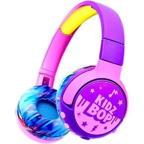 Kidz Bop Bluetooth Headphones for Kids | Hi-Def Microphone & Speakers | 94dB Volume Limiting | Wireless | Adjustable | School Use | Christmas 2023 Present | Gift 3 4 5 6 7 8+ Year Old Girls Boys