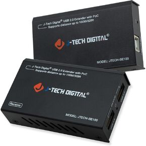 J-Tech Digital USB Extender USB Balun Over Ethernet CAT5e/6 99m/328ft PoC, Play and Plug, No Driver Needed, USB2.0 Cable for Game Controller, MAC & PC and USB2.0 Supported Devices [JTECH-BE100]