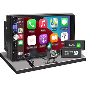 ACTASIAN Double Din Car Stereo with Apple Carplay & Android Auto, Supporting Bluetooth, AHD Backup Camera, Full HD Touchscreen, Mirror Link, Subwoofer Output/EQ, USB/TF/AUX, FM Car Radio in Kuwait