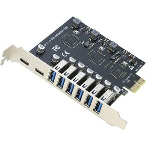 بطاقة توسيع USB 3.0 PCI-e 7 منافذ، محول RIITOP PCI-e x1 إلى USB 3.0 HUB بسرعة 5 جيجابت في الثانية (لا حاجة إلى طاقة) in Kuwait
