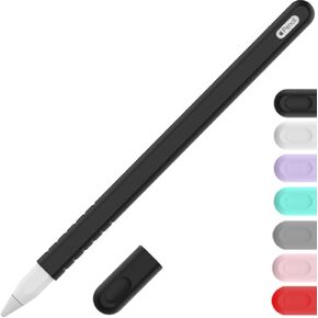 YINVA Sleeve Cover Compatible with Apple Pencil 2nd Generation, Grip Skin Case Accessories Compatible with iPad Pencil 2 Gen with Nib Cap (Black)