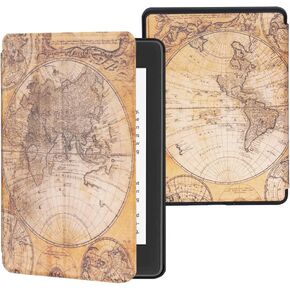 QIYI Case for 6.8" Kindle Paperwhite (11th Generation-2021) & Kindle Paperwhite Signature Edition, Atlas Vintage Nostalgic PU Leather eBook Reader Smart Cover with Auto Wake/Sleep - Old World Map
