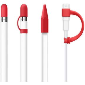 siduater [4-Pack] Silicone Protective Accessories for Apple Pencil 1st Generation, Includes 1 Apple Pencil Cap Replacements, Apple Pencil Cap Holder, Apple Pencil Tip Cover, Adapter Tether, Pink in Kuwait