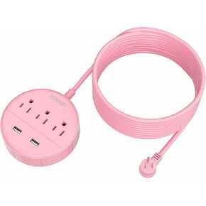 Flat Plug Power Strip with USB Ports, NTONPOWER Nightstand Desktop Charging Station with 5ft Short Extension Cord, Wall Mount, 3 Outlet and 2 USB, Small Size for Travel Home Office Dorm Room, Black