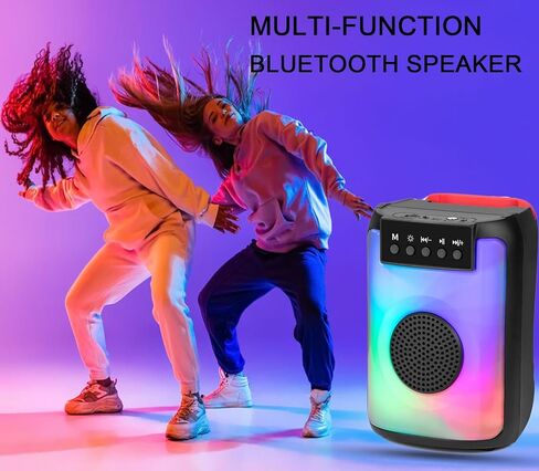 مكبر صوت بلوتوث CRLKSSJX، مكبر صوت مقاوم للماء IPX5 مع صوت عالي الدقة، وأضواء إيقاعية RGB متعددة الألوان، وقت تشغيل يصل إلى 8 ساعات، اقتران TWS، مكبرات صوت لاسلكية محمولة للمنزل، والحفلات، والخارج، والشاطئ in Kuwait