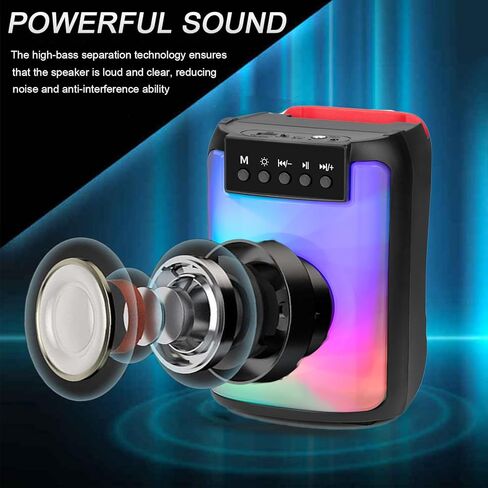 مكبر صوت بلوتوث CRLKSSJX، مكبر صوت مقاوم للماء IPX5 مع صوت عالي الدقة، وأضواء إيقاعية RGB متعددة الألوان، وقت تشغيل يصل إلى 8 ساعات، اقتران TWS، مكبرات صوت لاسلكية محمولة للمنزل، والحفلات، والخارج، والشاطئ in Kuwait