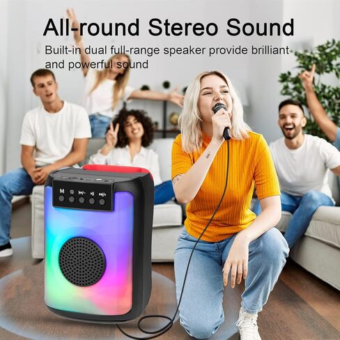 مكبر صوت بلوتوث CRLKSSJX، مكبر صوت مقاوم للماء IPX5 مع صوت عالي الدقة، وأضواء إيقاعية RGB متعددة الألوان، وقت تشغيل يصل إلى 8 ساعات، اقتران TWS، مكبرات صوت لاسلكية محمولة للمنزل، والحفلات، والخارج، والشاطئ in Kuwait