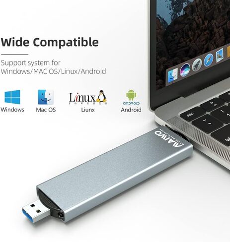 مايوو قارئ M.2 NVME/SATA SSD بمنفذ USB 3.0 ونوع C، ذاكرة مستديمة 10GBps، ساتا 6GBps، يدعم مفتاح M/B&M، هيكل من الالومنيوم، بدون ادوات، يدعم UASP، مقاس 2230/2242/2260/2280 in Kuwait