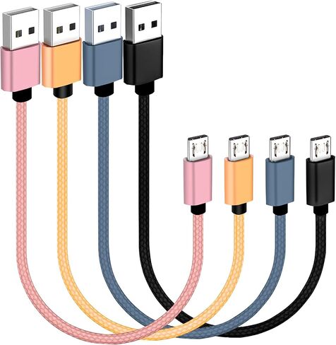SUMPK Micro USB Cable 1FT[3Pack], Short USB to Micro Braided USB 2.0 Fast Charging and Data Sync Cord for Samsung Galaxy S6 S7 Edge,Moto G5,Sony Xperia Z3 Z5, Power Bank and Android Phone in Saudi Arabia