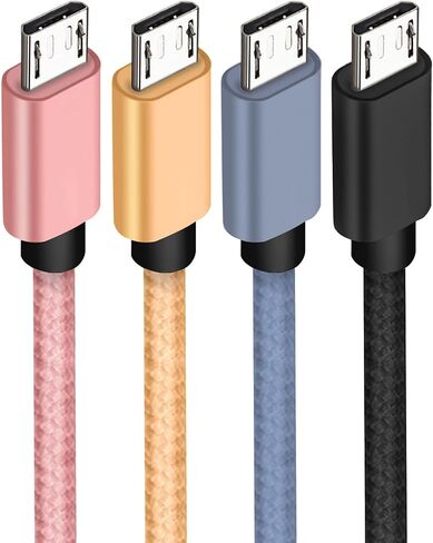 SUMPK Micro USB Cable 1FT[3Pack], Short USB to Micro Braided USB 2.0 Fast Charging and Data Sync Cord for Samsung Galaxy S6 S7 Edge,Moto G5,Sony Xperia Z3 Z5, Power Bank and Android Phone in Saudi Arabia