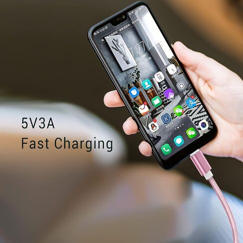 SUMPK Micro USB Cable 1FT[3Pack], Short USB to Micro Braided USB 2.0 Fast Charging and Data Sync Cord for Samsung Galaxy S6 S7 Edge,Moto G5,Sony Xperia Z3 Z5, Power Bank and Android Phone in Saudi Arabia