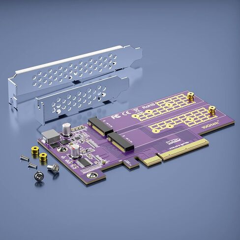 10Gtek 2-Port M.2 NVMe محول M-Key، PCIe X8 Gen3. يتطلب دعم BIOS للوحة الأم من أجل التشعب in Kuwait